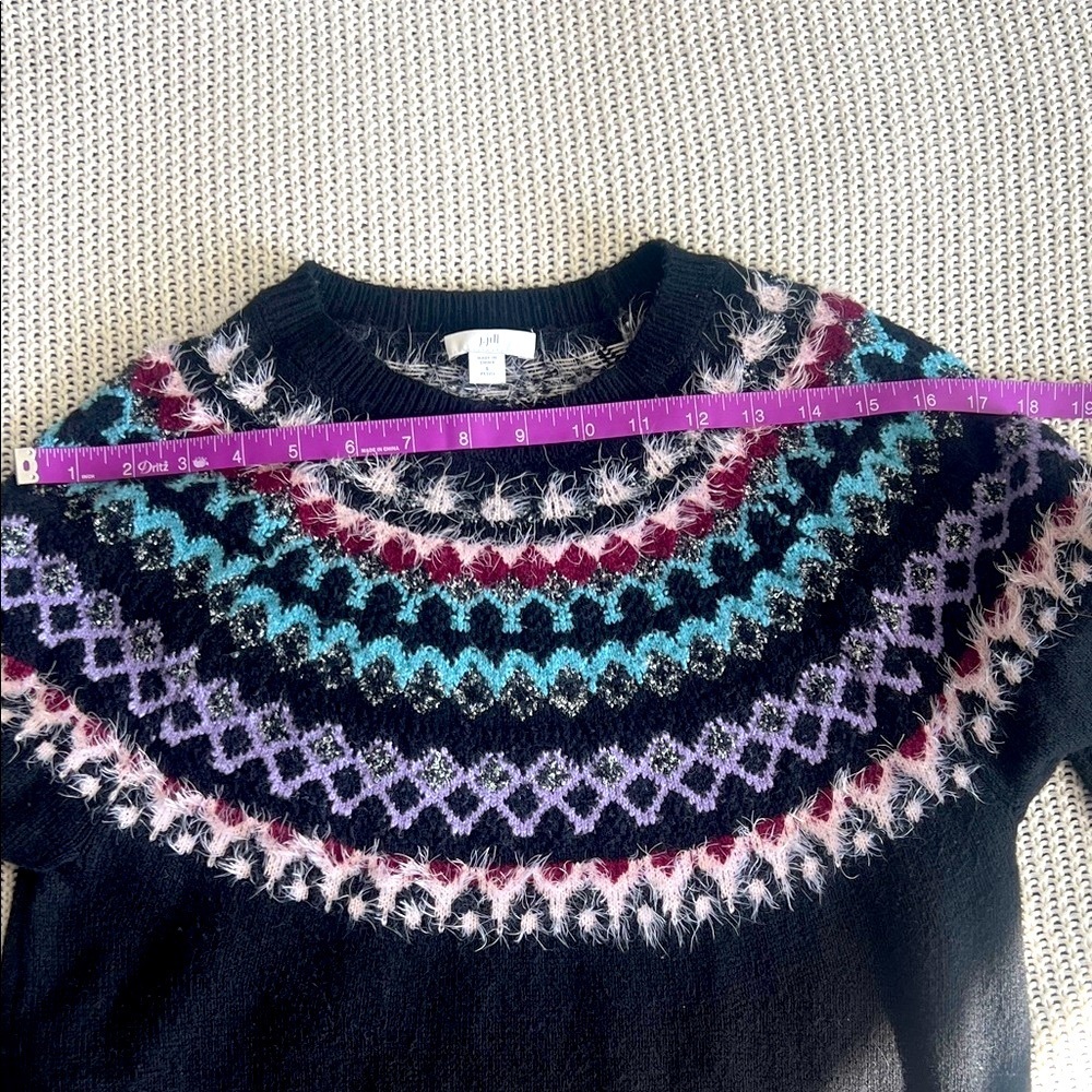 J. Jill Black Sweater with Blue Fair Isle Design - Picture 10 of 11